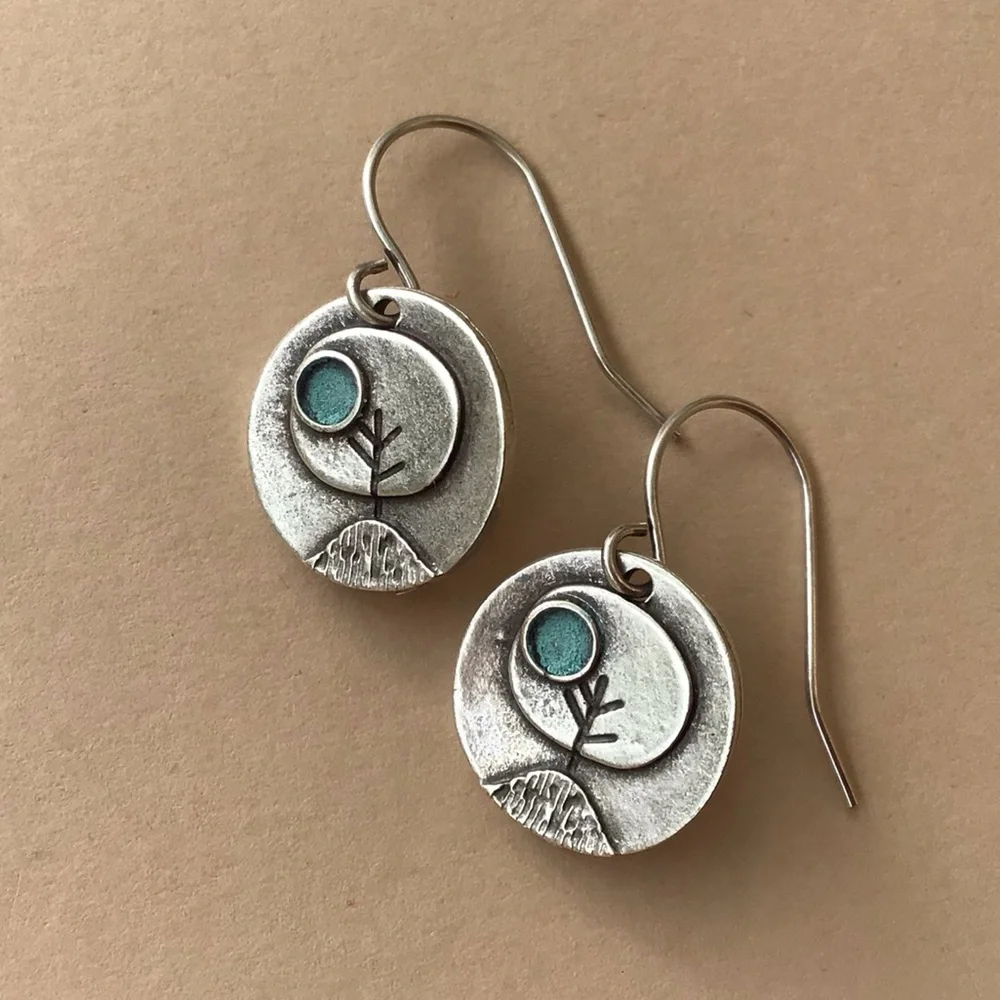Sale Sundance Charm Earrings Silver Tree blue patina - Picture 2 of 5